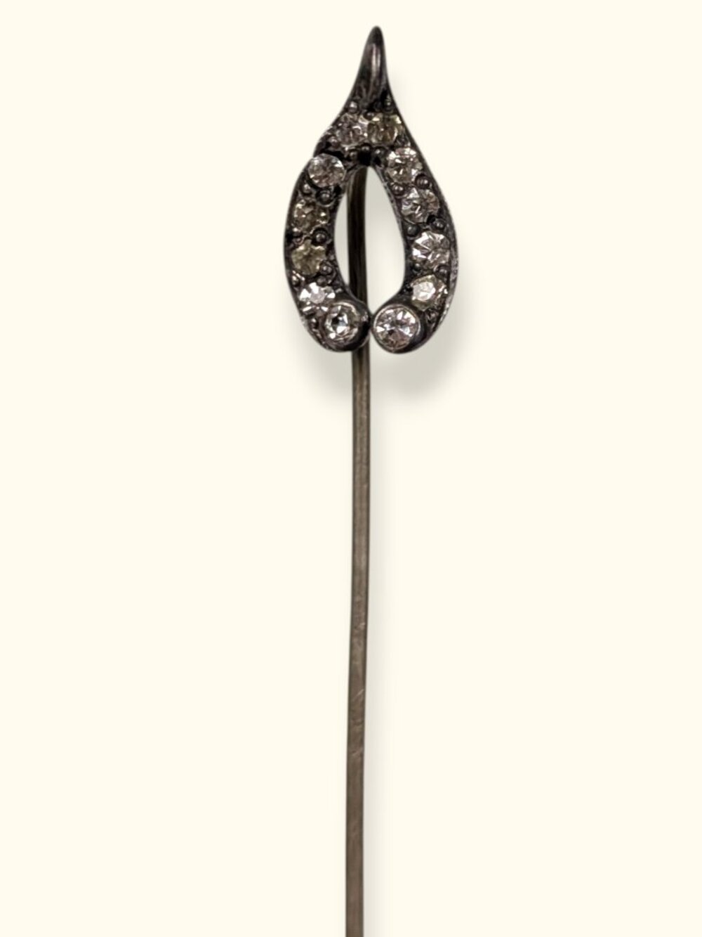 Antique Edwardian Sterling Silver Hand Cut Paste Wishbone Stick Pin